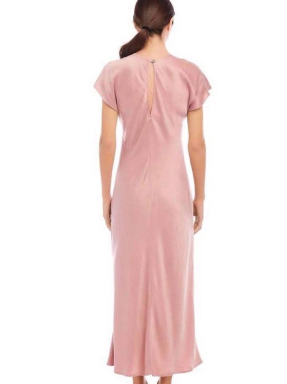 Fifteen Twenty Silk Maxi Dress Mauve Stretch Short Sleeve Elegant - Picture 5 of 6